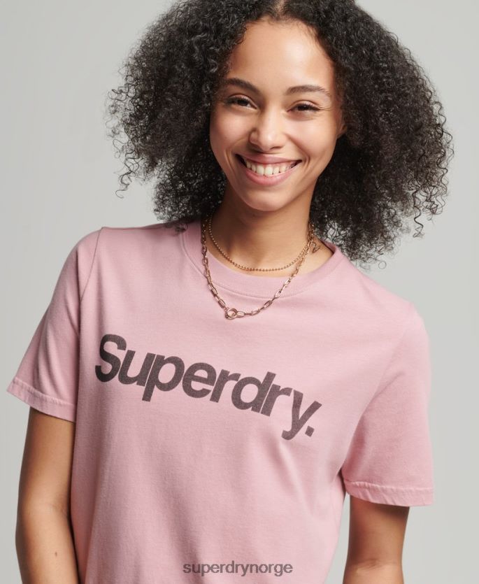 Superdry rosa klær 86P46D6242 t-skjorte med kjernelogo kvinner