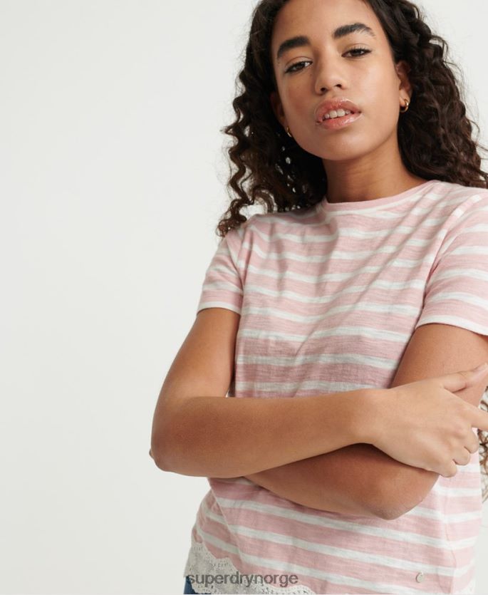 Superdry rosa klær 86P46D6775 t-skjorte med blonder kvinner