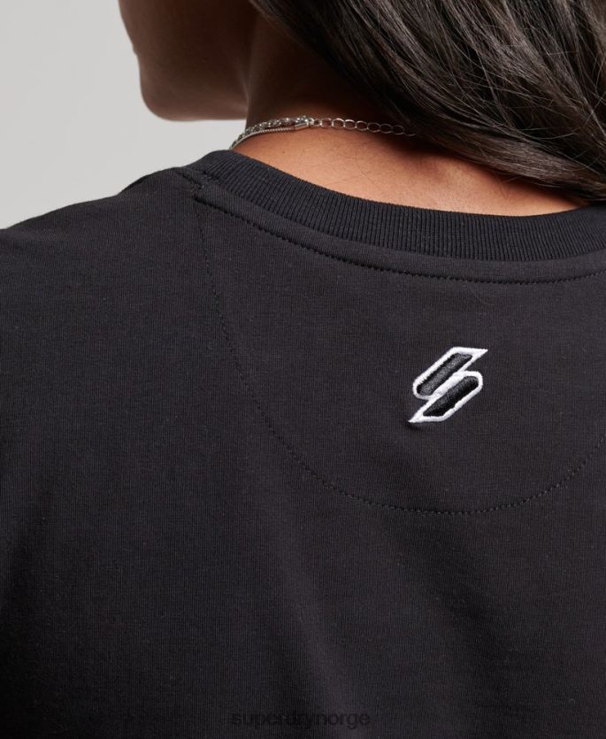 Superdry svart klær 86P46D2231 kodegrafisk brodert liten t-skjorte kvinner