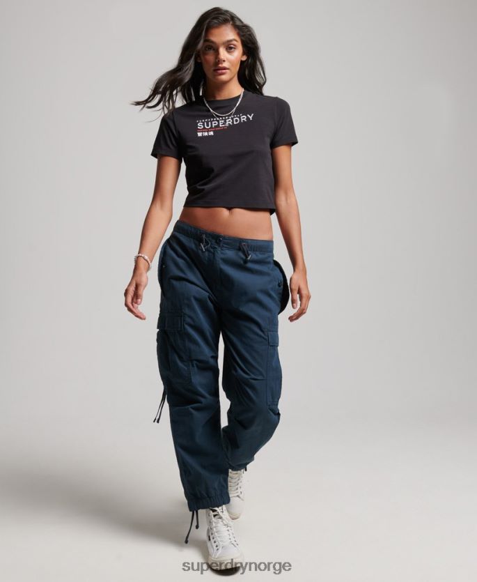 Superdry svart klær 86P46D2231 kodegrafisk brodert liten t-skjorte kvinner