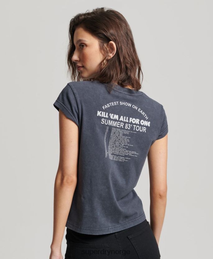 Superdry svart klær 86P46D2613 metallica t-skjorte med capsermer kvinner