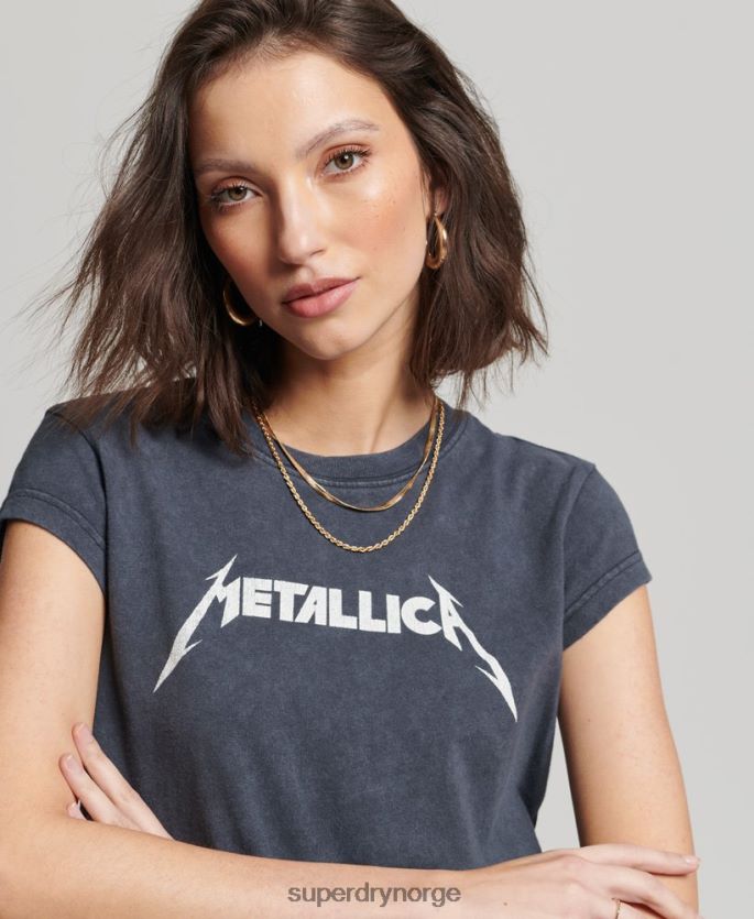 Superdry svart klær 86P46D2613 metallica t-skjorte med capsermer kvinner