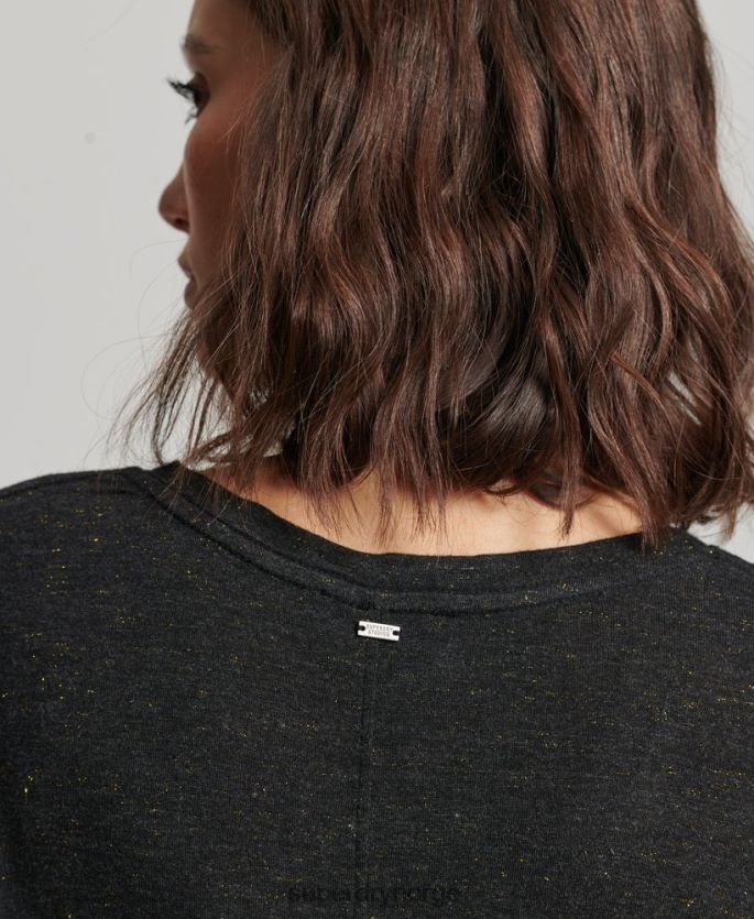 Superdry svart klær 86P46D2615 slub v-hals t-skjorte kvinner