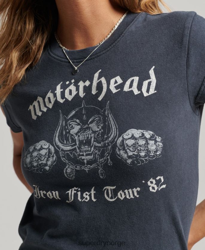 Superdry svart klær 86P46D2620 motorhead t-skjorte med capsermer kvinner