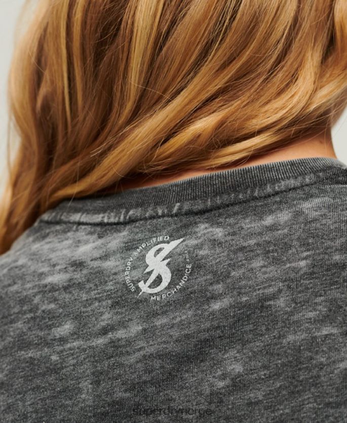 Superdry svart klær 86P46D2634 blackout rock grafisk t-skjorte kvinner