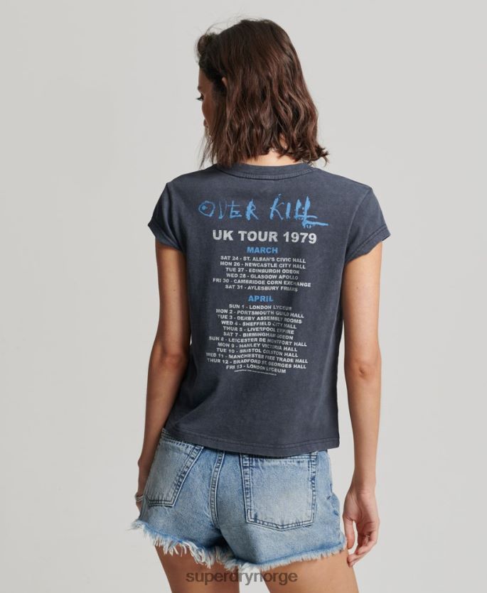 Superdry svart klær 86P46D2642 motorhead t-skjorte med capsermer kvinner