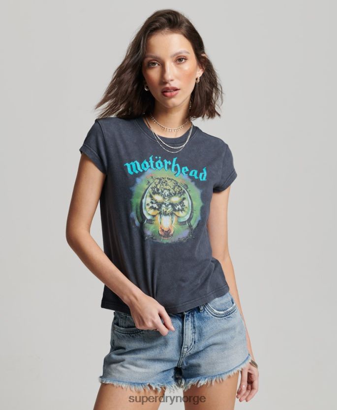 Superdry svart klær 86P46D2642 motorhead t-skjorte med capsermer kvinner