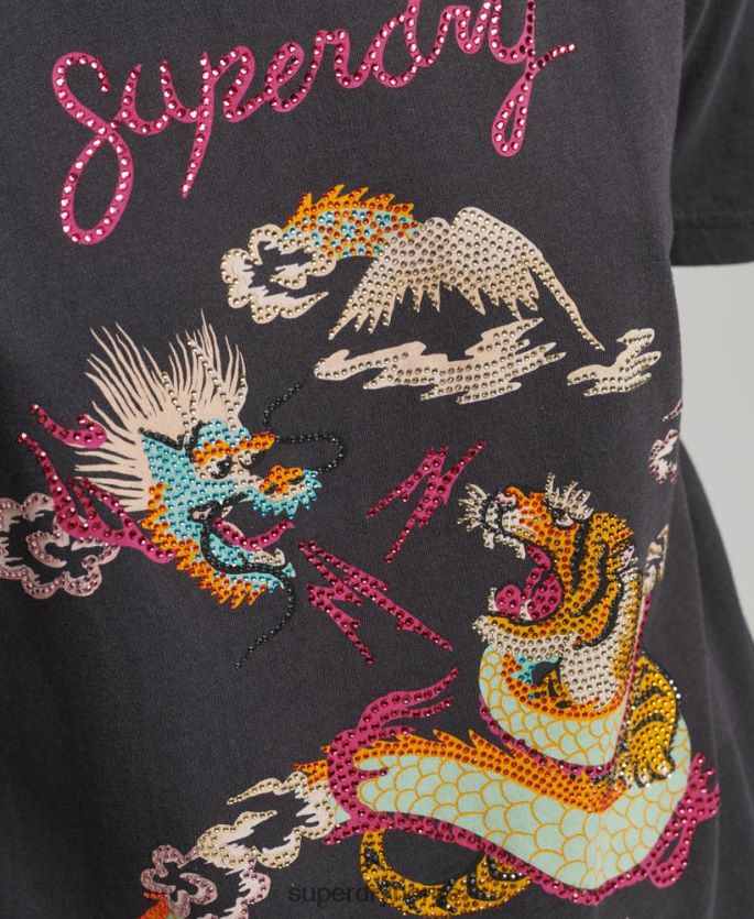 Superdry svart klær 86P46D2644 suika grafisk t-skjorte kvinner