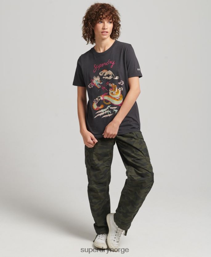 Superdry svart klær 86P46D2644 suika grafisk t-skjorte kvinner
