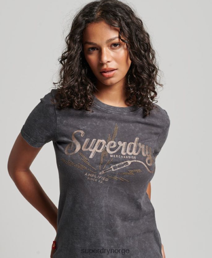 Superdry svart klær 86P46D2708 vintage merch store tynn t-skjorte kvinner