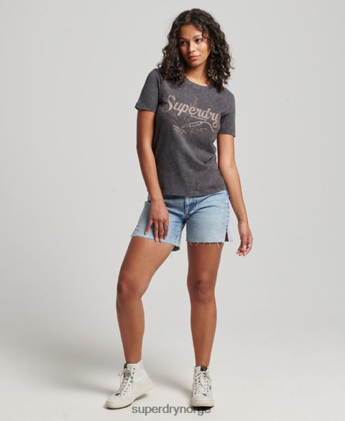 Superdry svart klær 86P46D2708 vintage merch store tynn t-skjorte kvinner