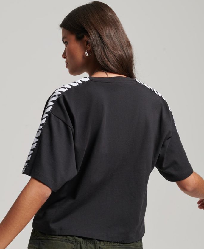 Superdry svart klær 86P46D2739 kode s logo tape oversized boxy t-skjorte kvinner