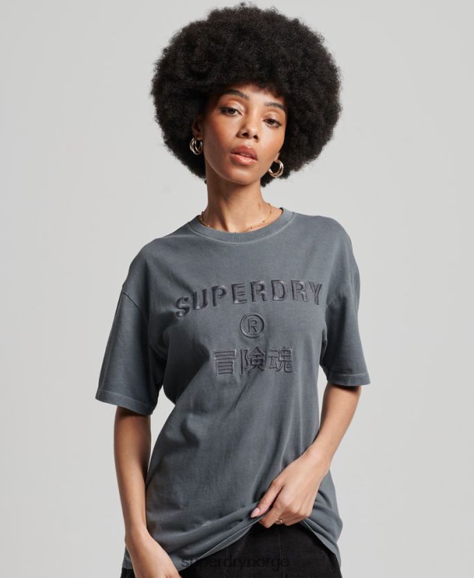 Superdry svart klær 86P46D2762 kode logo plagg dye løs t-skjorte kvinner