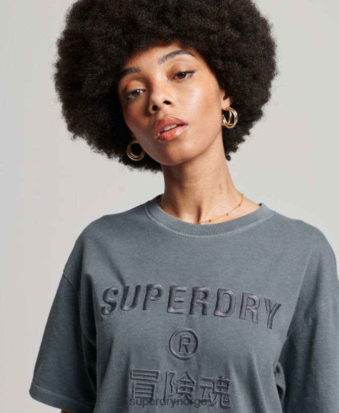 Superdry svart klær 86P46D2762 kode logo plagg dye løs t-skjorte kvinner