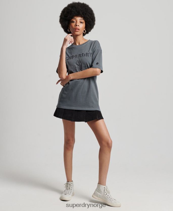 Superdry svart klær 86P46D2762 kode logo plagg dye løs t-skjorte kvinner