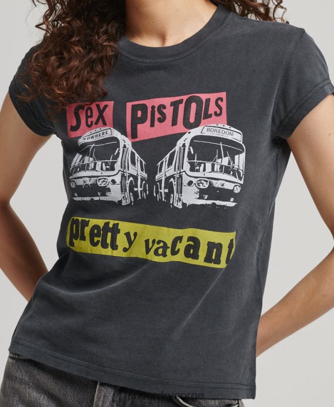 Superdry svart klær 86P46D2767 sex pistols limited edition cap sleeve t-skjorte kvinner