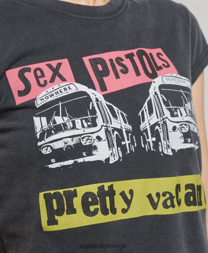 Superdry svart klær 86P46D2767 sex pistols limited edition cap sleeve t-skjorte kvinner