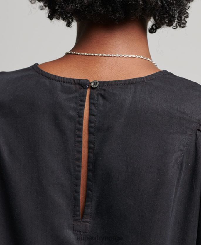 Superdry svart klær 86P46D2774 tencel vevd t-skjorte kvinner