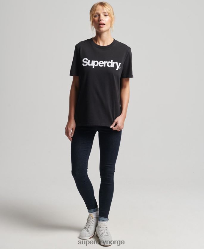 Superdry svart klær 86P46D2778 t-skjorte med kjernelogo kvinner