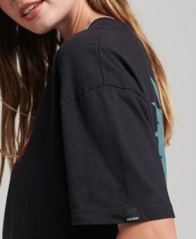 Superdry svart klær 86P46D2789 nomadisk folke-t-skjorte kvinner