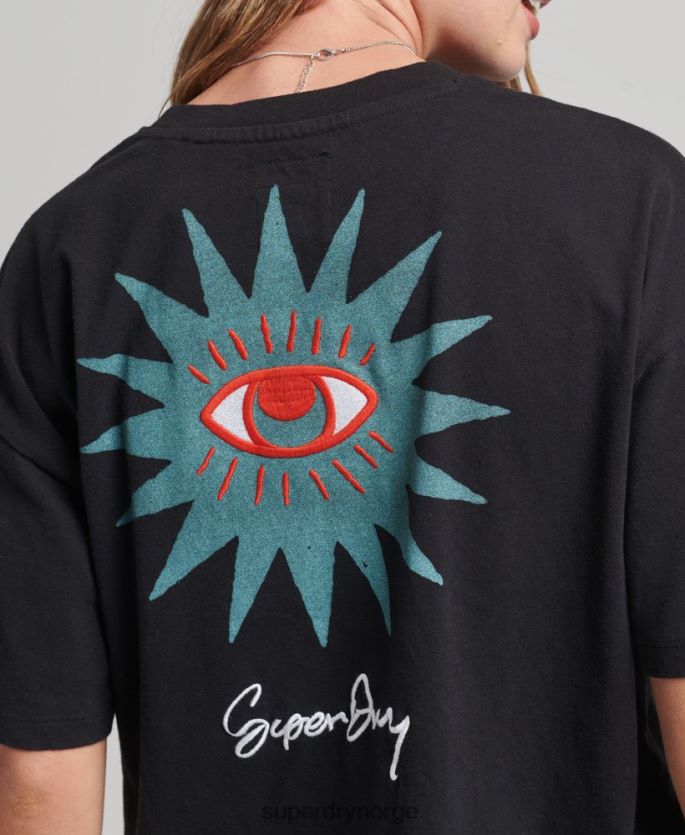 Superdry svart klær 86P46D2789 nomadisk folke-t-skjorte kvinner