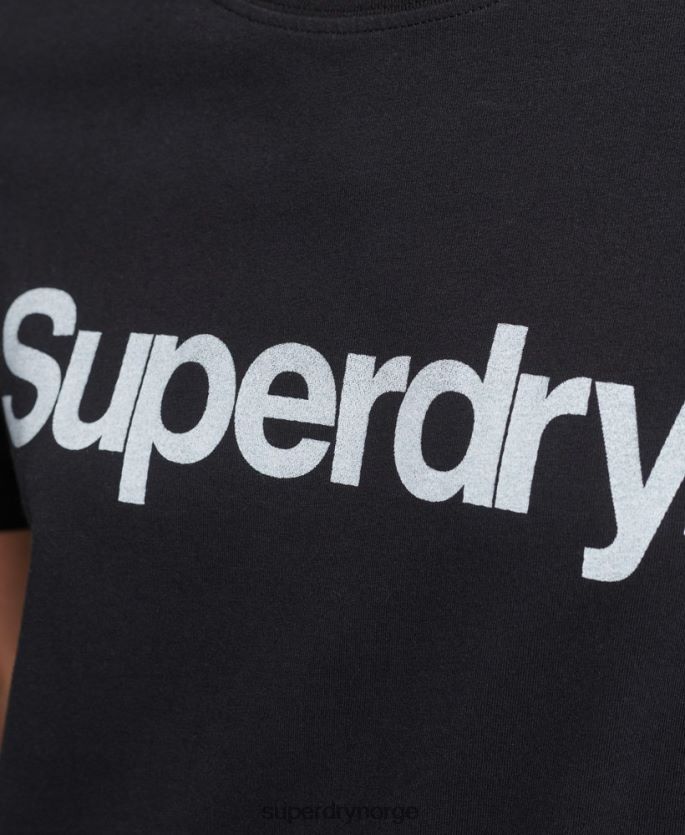 Superdry svart klær 86P46D2793 logo t-skjorte i økologisk bomull kvinner