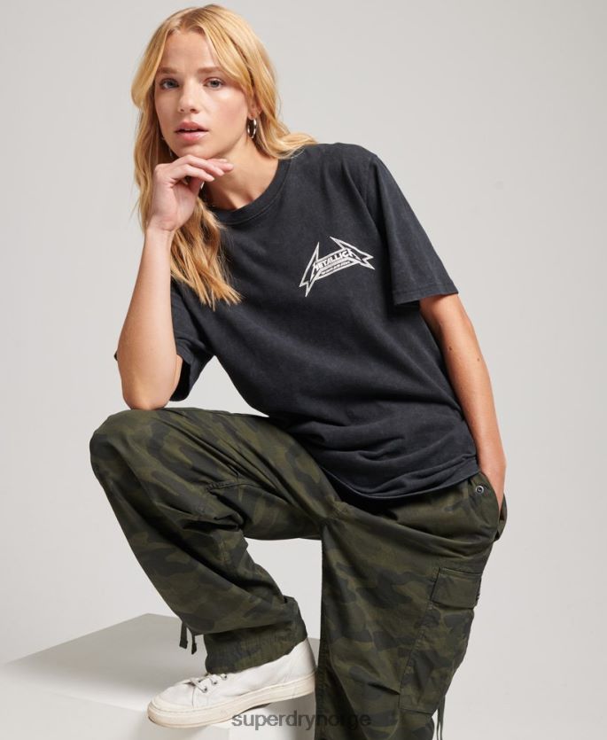 Superdry svart klær 86P46D2799 metallica band-t-skjorte i begrenset opplag kvinner