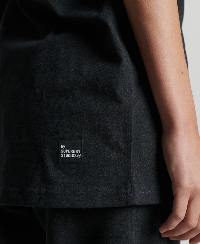 Superdry svart klær 86P46D2849 resirkulert mikro mid t-skjorte kvinner