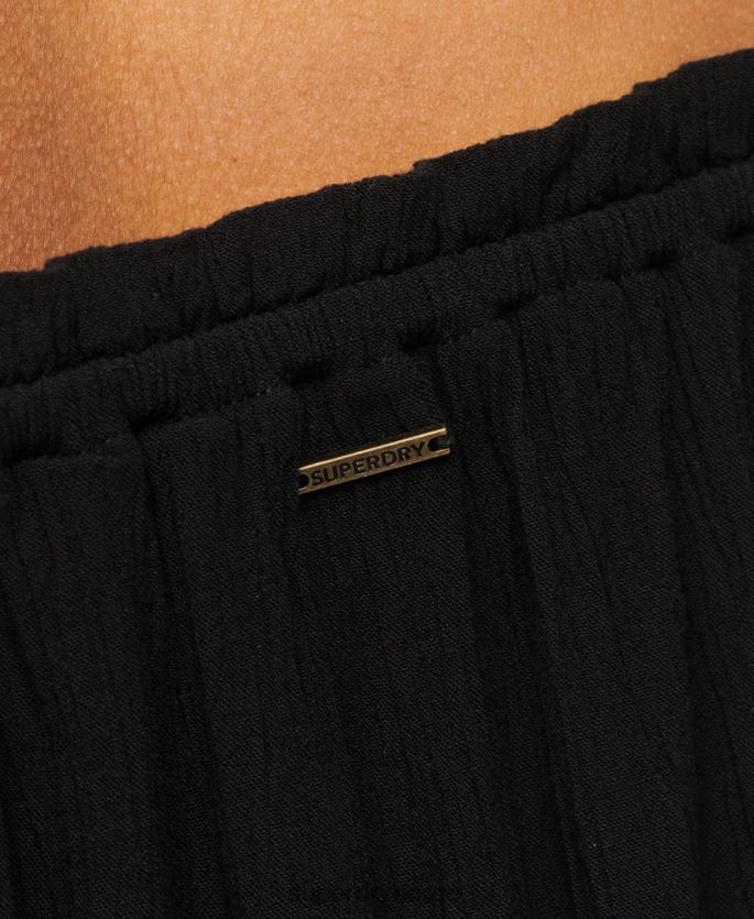 Superdry svart klær 86P46D2870 smocket kortermet crop topp kvinner