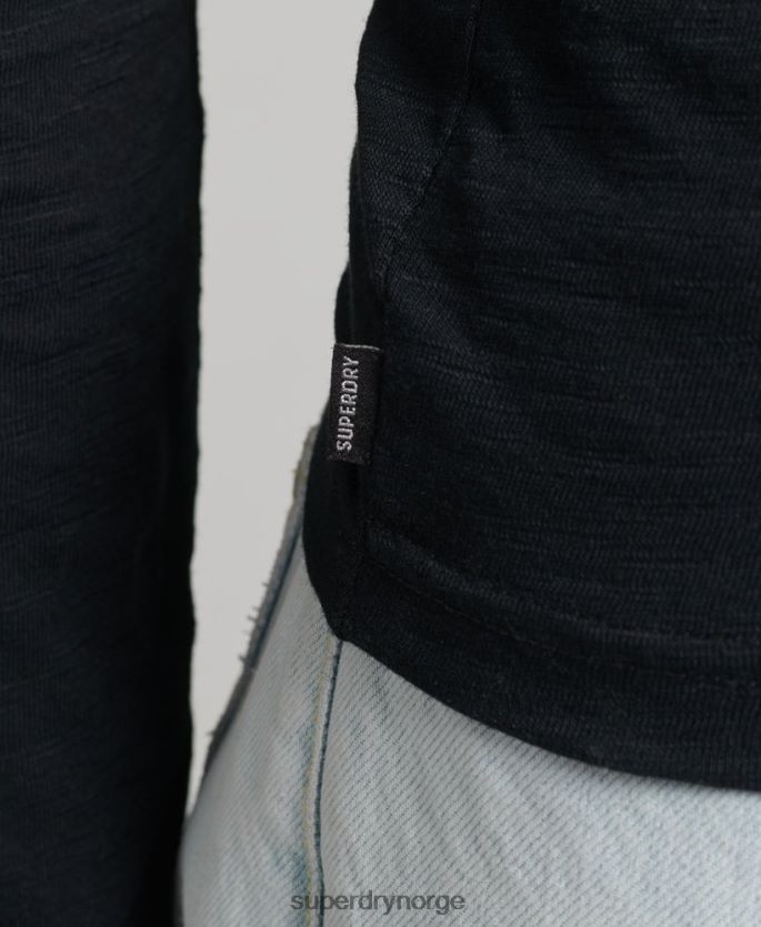 Superdry svart klær 86P46D3037 langermet slub jersey henley topp kvinner