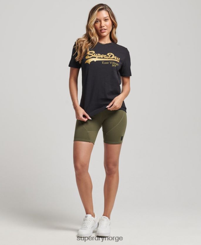 Superdry svart klær 86P46D6185 utsmykket grafisk logo t-skjorte kvinner