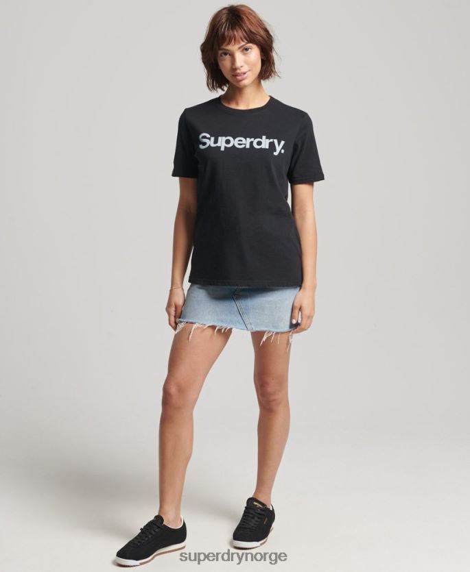 Superdry svart klær 86P46D6211 t-skjorte med kjernelogo kvinner