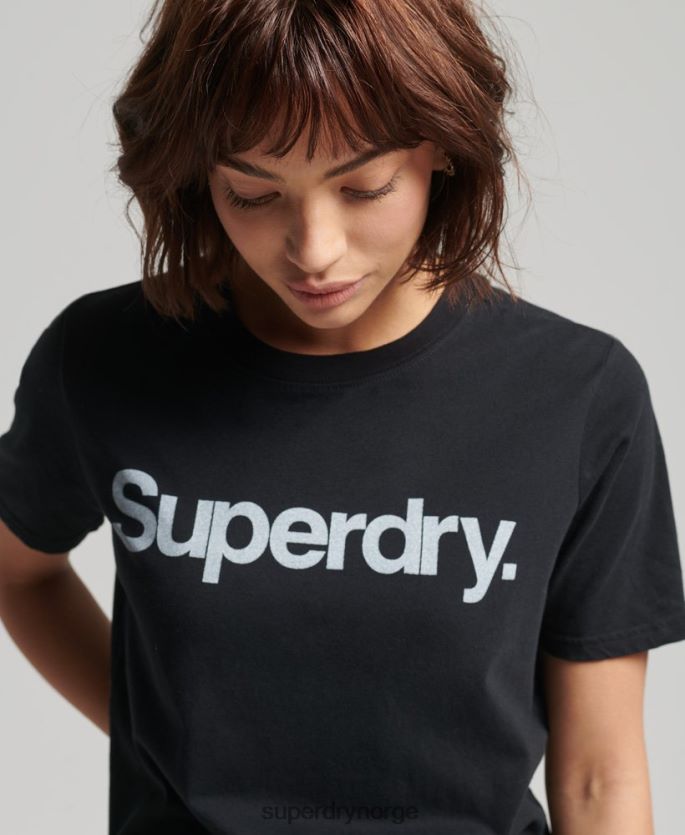 Superdry svart klær 86P46D6211 t-skjorte med kjernelogo kvinner