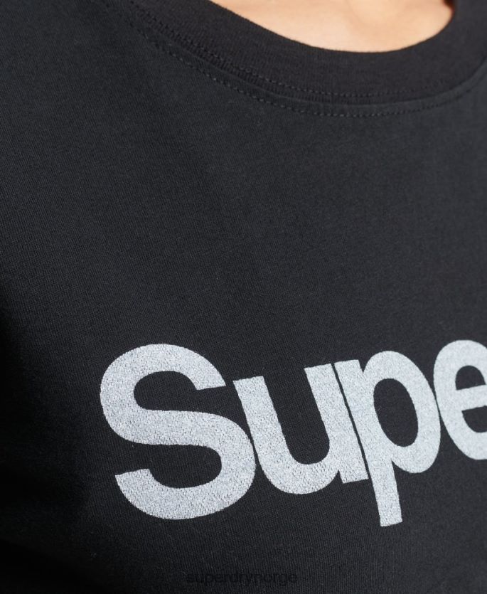 Superdry svart klær 86P46D6211 t-skjorte med kjernelogo kvinner