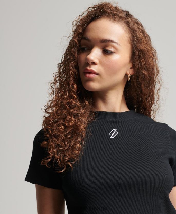 Superdry svart klær 86P46D6222 t-skjorte med essensielt passform i økologisk bomull kvinner