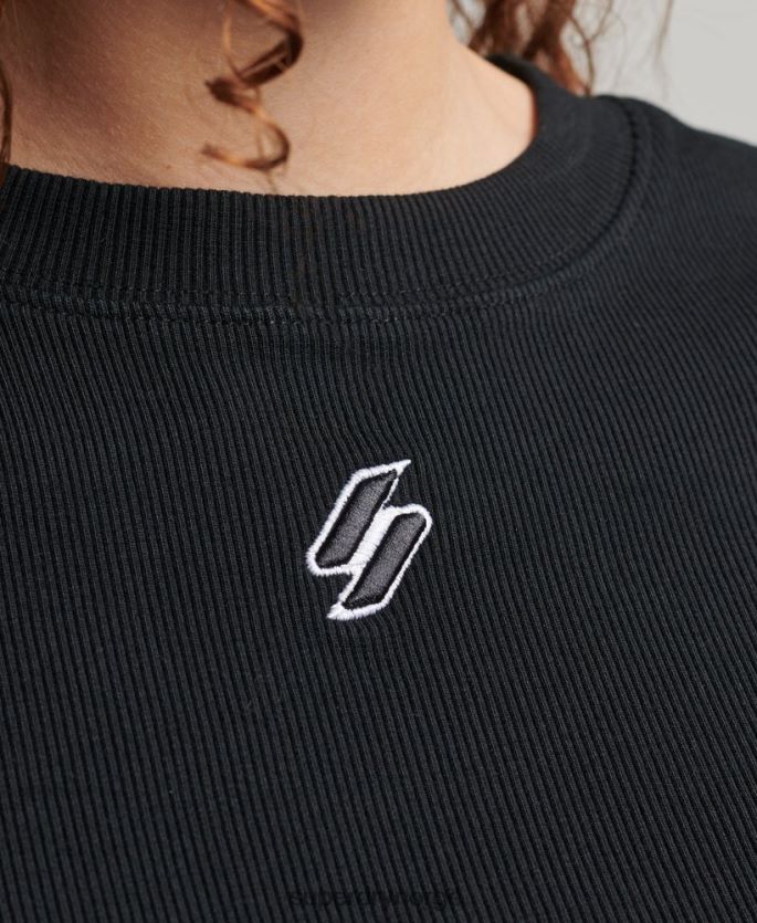 Superdry svart klær 86P46D6222 t-skjorte med essensielt passform i økologisk bomull kvinner