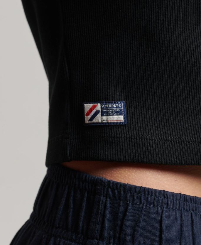 Superdry svart klær 86P46D6222 t-skjorte med essensielt passform i økologisk bomull kvinner