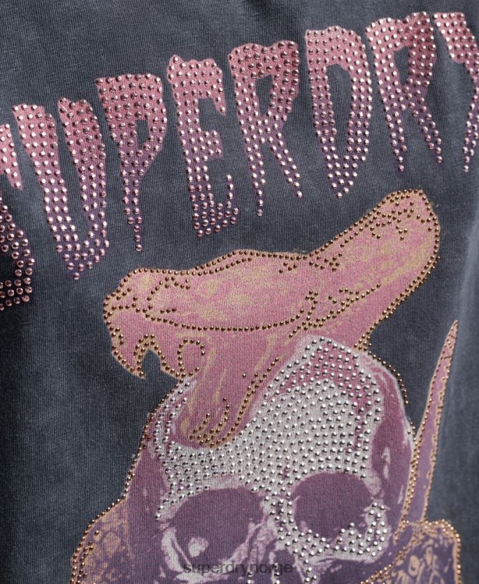 Superdry svart klær 86P46D6248 merkevare metall t-skjorte kvinner