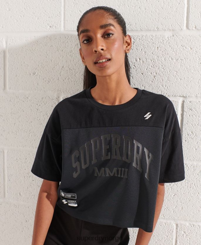 Superdry svart klær 86P46D6259 varsity arch boxy t-skjorte kvinner