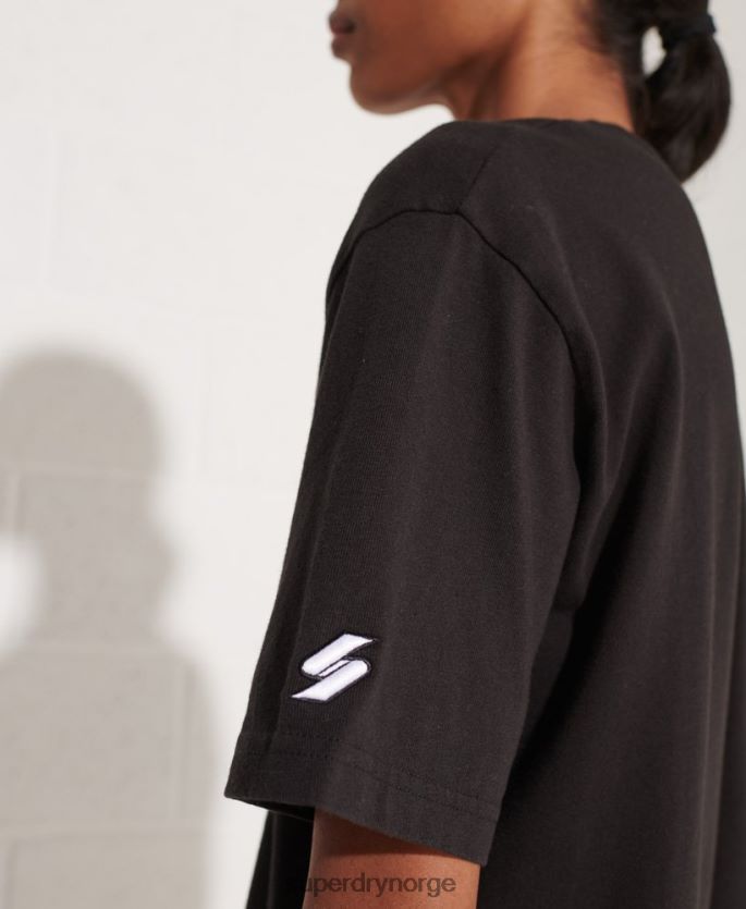Superdry svart klær 86P46D6273 samarbeide logo folie t-skjorte kvinner