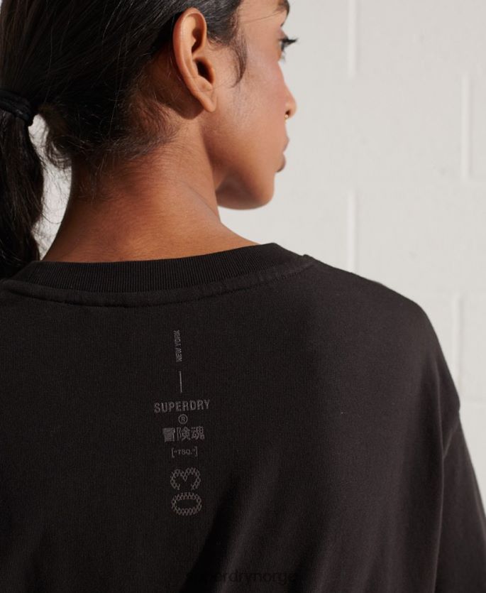 Superdry svart klær 86P46D6273 samarbeide logo folie t-skjorte kvinner