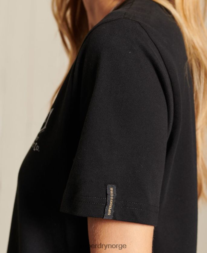 Superdry svart klær 86P46D6275 t-skjorte i folie i skriptstil kvinner