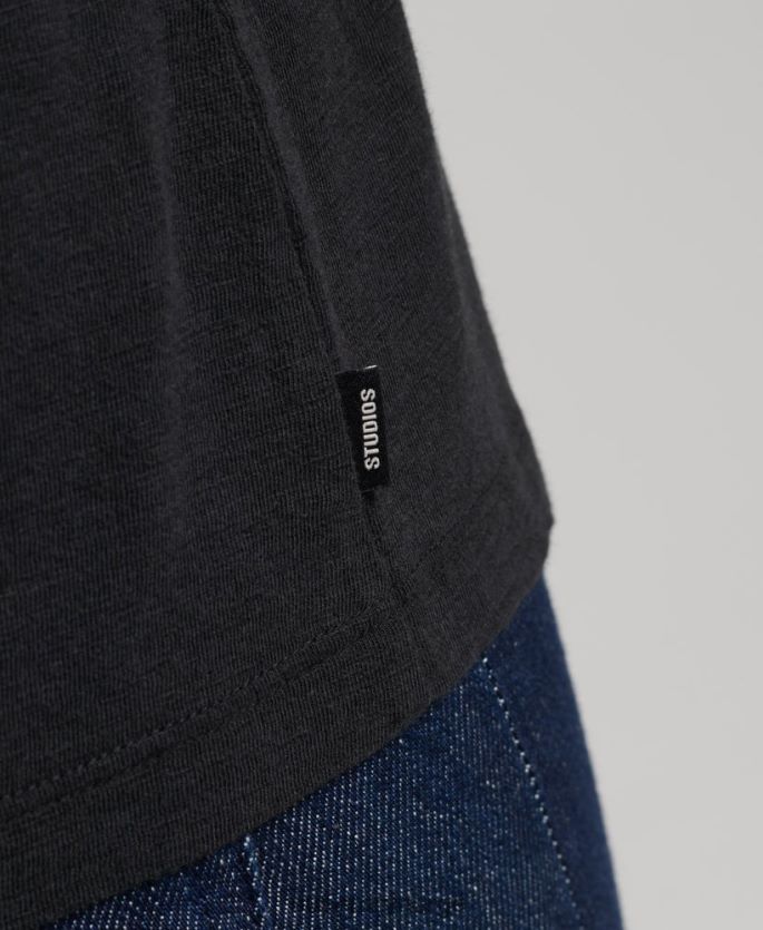 Superdry svart klær 86P46D6562 organisk bomull med lange armer med v-hals kvinner