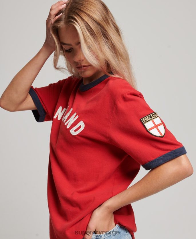Superdry x Ringspun rød klær 86P46D2797 fotball england t-skjorte kvinner