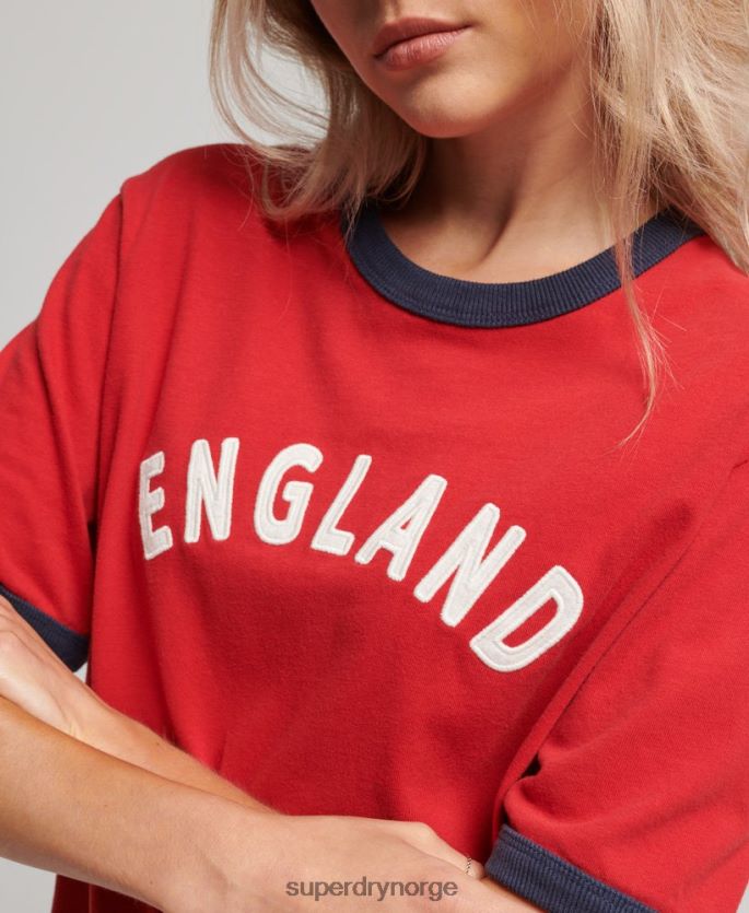Superdry x Ringspun rød klær 86P46D2797 fotball england t-skjorte kvinner