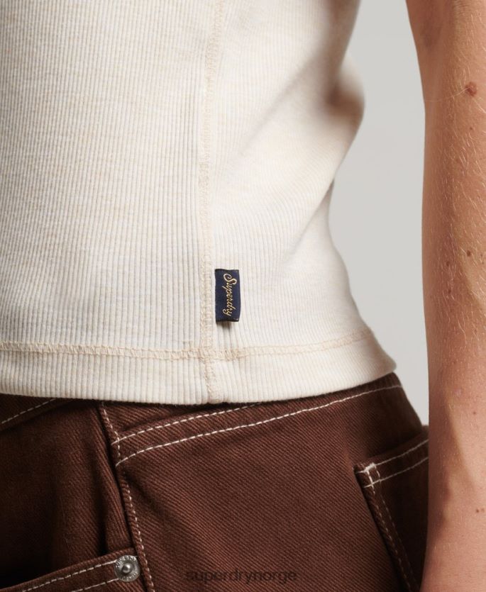 Superdry beige klær 86P46D2894 button down vest topp kvinner