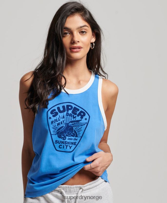Superdry blå klær 86P46D2174 vintage rull med det vest kvinner
