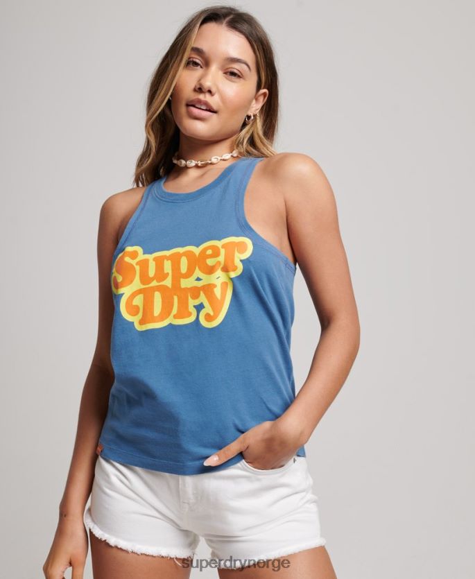 Superdry blå klær 86P46D2284 vintage cooper klassisk vest topp kvinner
