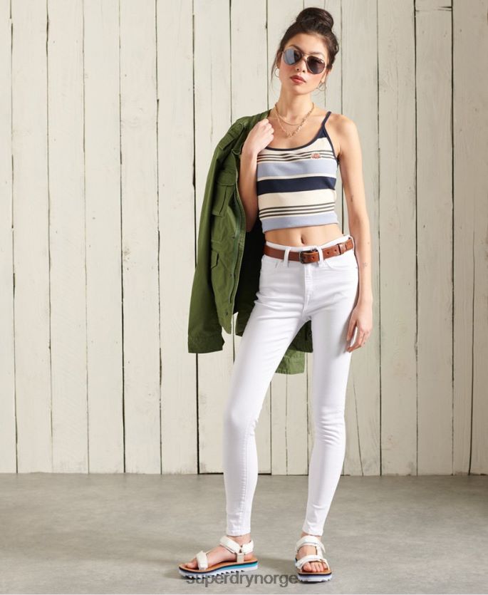 Superdry blå klær 86P46D3076 organisk bomull cali stripe racer vest topp kvinner