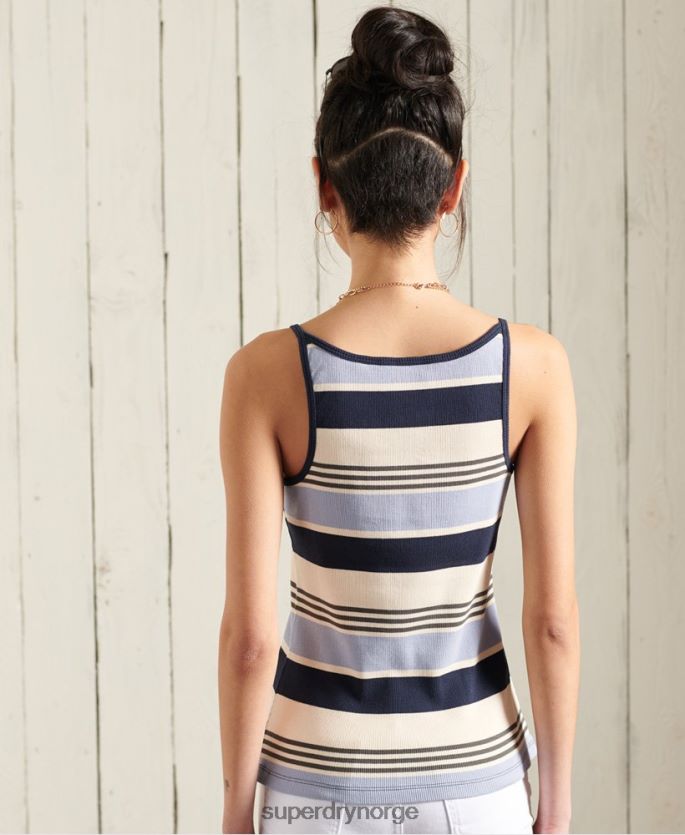 Superdry blå klær 86P46D3076 organisk bomull cali stripe racer vest topp kvinner